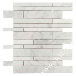 bianco carrara vit remsa marmor mosaikplatta