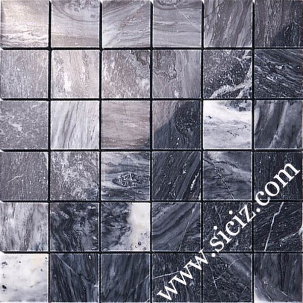 piastrella di mosaico in marmo grigio nuvola 48x48 mm