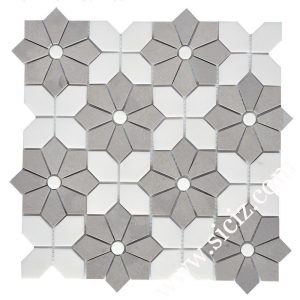 white grey floral marble mosaic tile