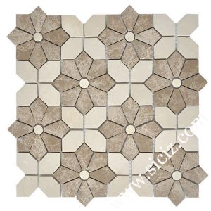 piastrella di marmo a mosaico floreale beige marrone