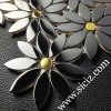 shiny black floral stainless steel mosaic tile