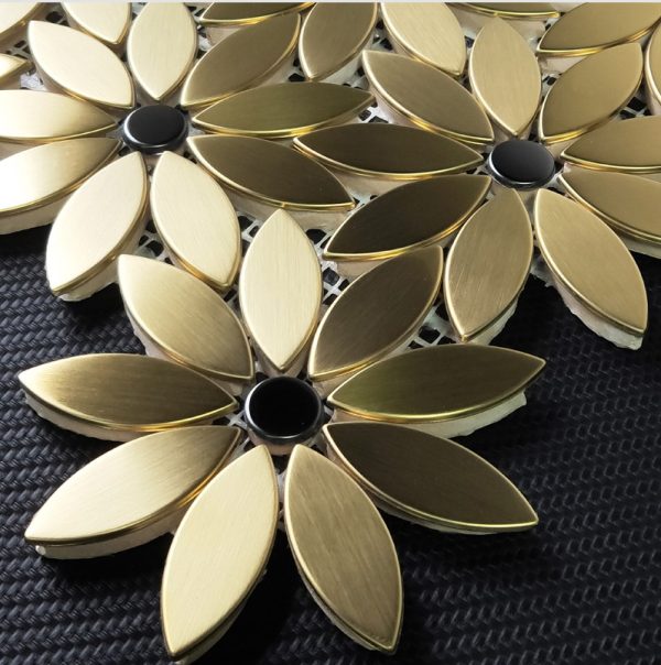 floral stainless steel mosaic tile golden