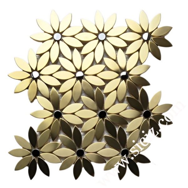 floral stainless steel mosaic tile golden