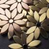 floral stainless steel mosaic tile golden/rosy