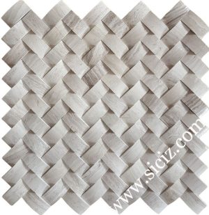 grey wood grain bread shaped mosaic tile