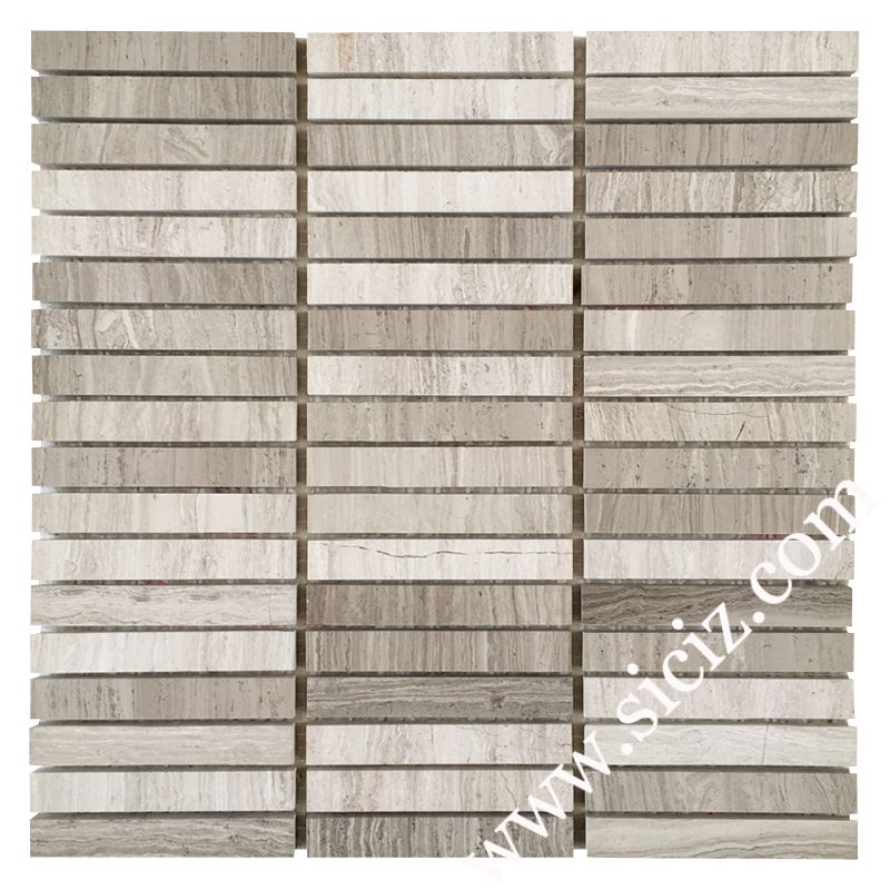 Grey Wood Grain Strip Mosaic Tile - SICIZ