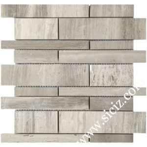 grey wood grain strip marble mosaic tile