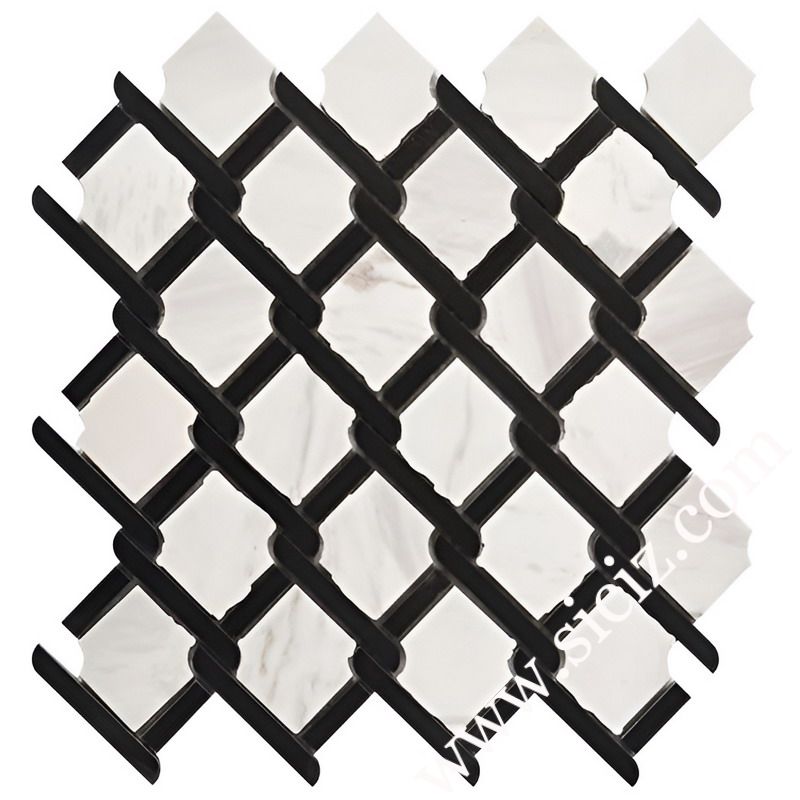 Mixed White Black Special Marble Mosaic Tile SICIZ