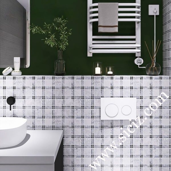 white black grey mixed marble mosaic tile