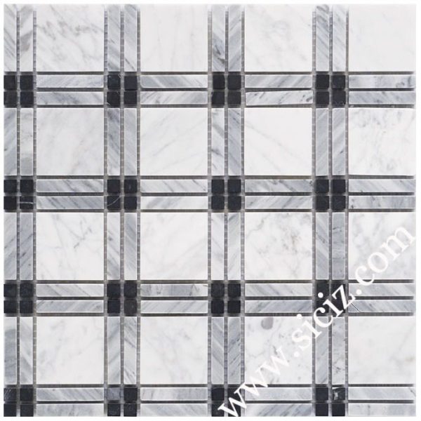 white black grey mixed marble mosaic tile