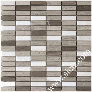 white grey mixed marble mosaic tile