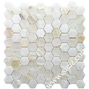 hexagonal white onyx mosaic tile