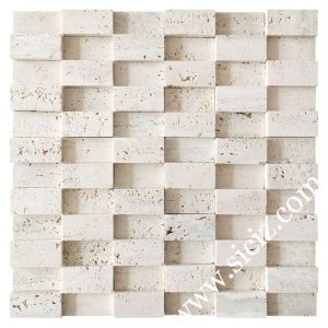 white travertine 3D mosaic tile