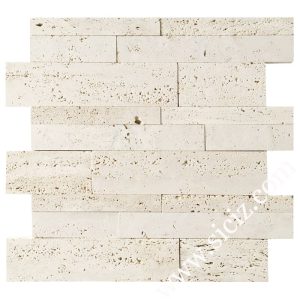 white travertine strip mosaic tile