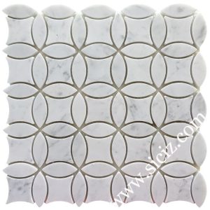 Bianco Carrara myntformad marmor mosaikplatta