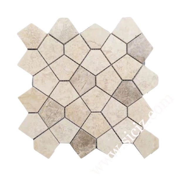 Beige Crazy Cut Pentagonal Marble Mosaic Tile