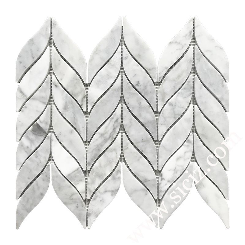 Willow Leaf White Marble Mosaic Tile - SICIZ