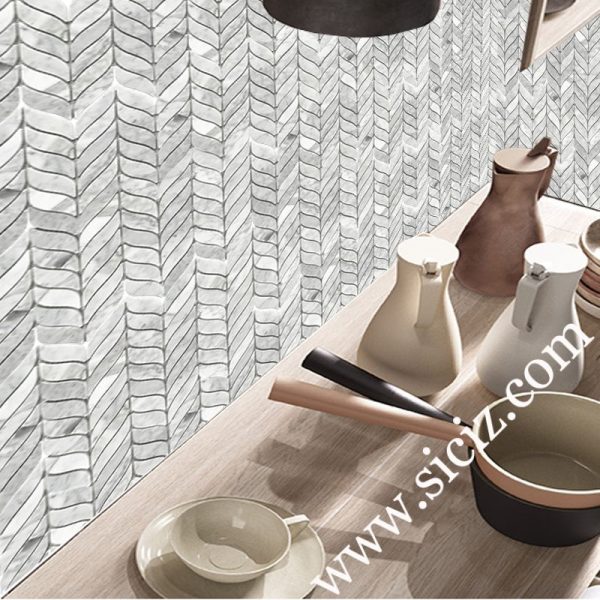 Willow Leaf White Marble Mosaic Tile