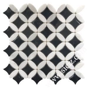 black white mixed coin shaped mosaic tile