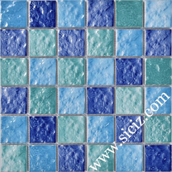 blue swimming pool mosaic tile