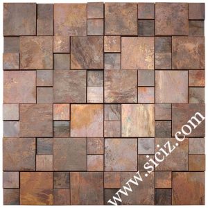 mixed square bronze metal mosaic tile