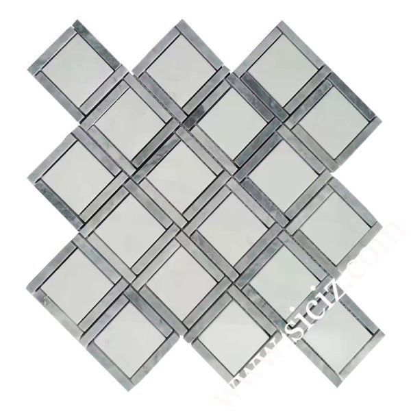 patterned diamond marble mosaic tile