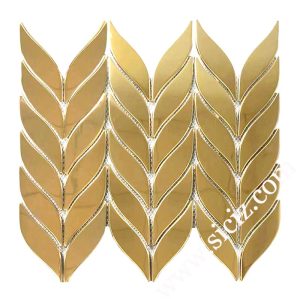 Golden Willow Leaf Stainless Steel Mosaic Tile